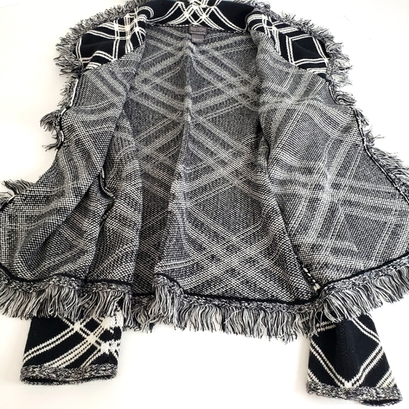 Additions By Chico's Plaid Fringe Cardigan Sweater Size 2 - Picture 10 of 14